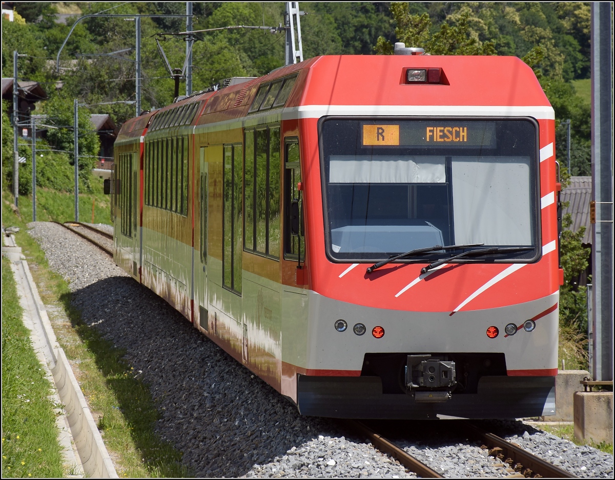 Ein leider unerkannt gebliebener BDSeh 4/8 in Mörel. Juni 2018.