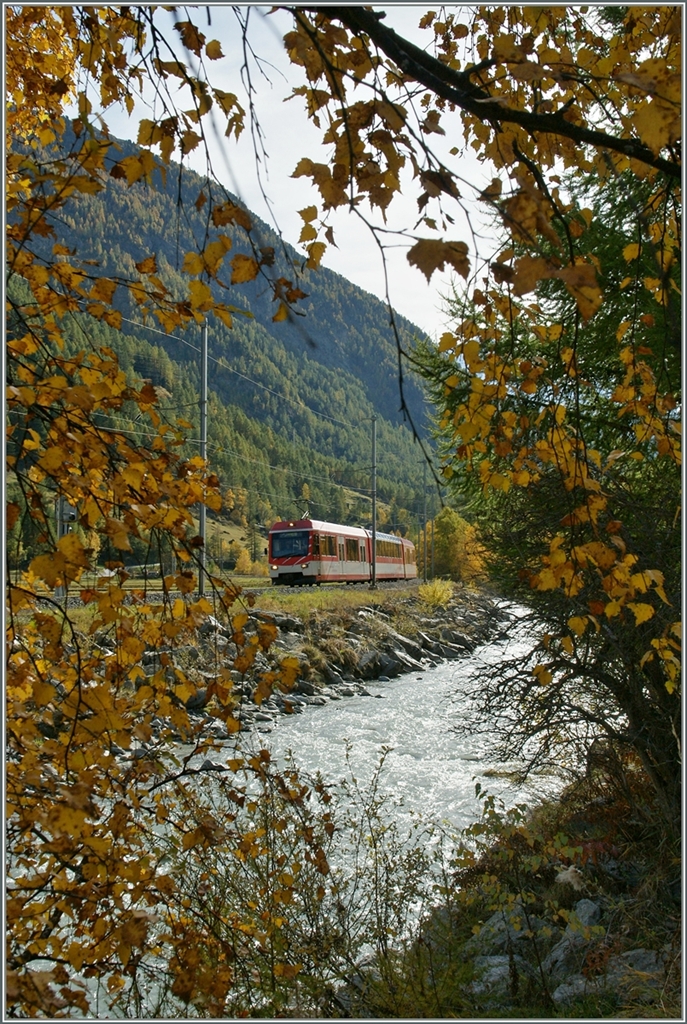 Herbst bei der MGB im Mattertal bei T�sch. 
21. Oktober 2013