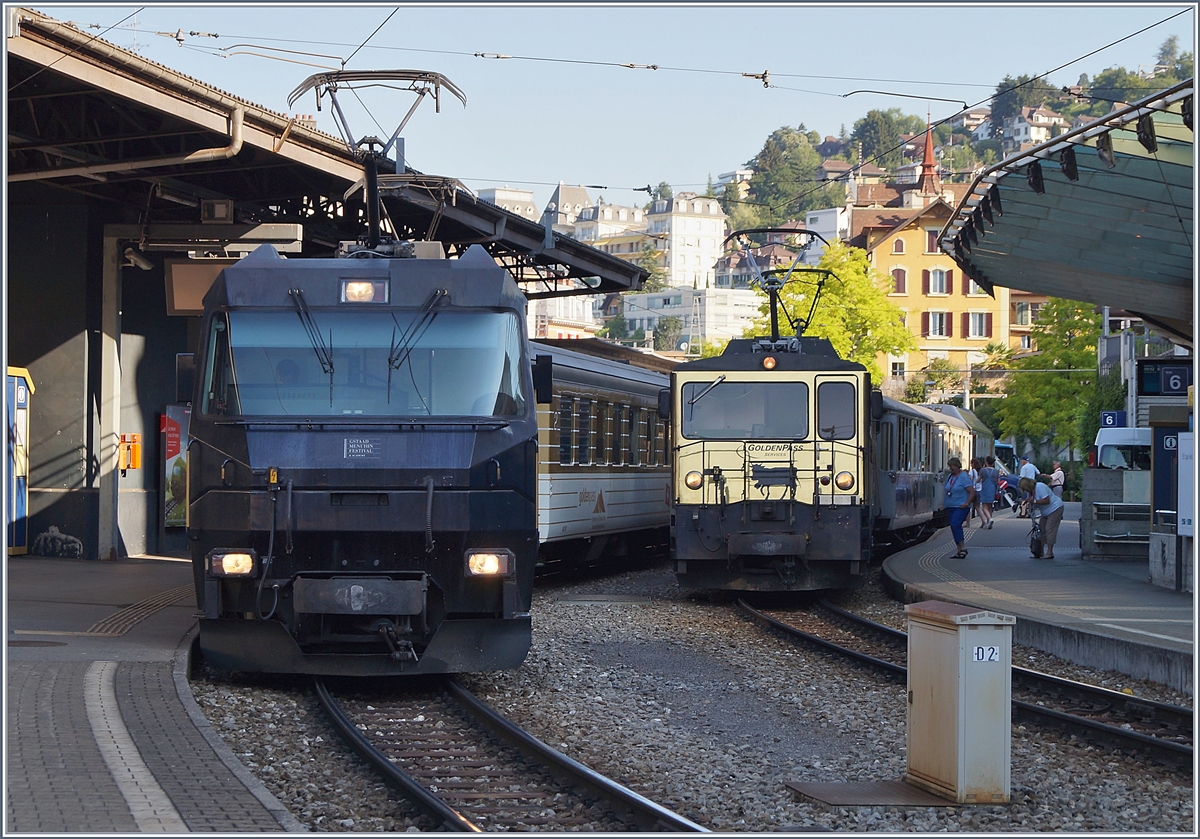 In Montreux waren eine Ge 4/4 (Serie 8000) und ein GDe 4/4 (Serie 6000) auf die Abfahrt. 

21. Juni 2018