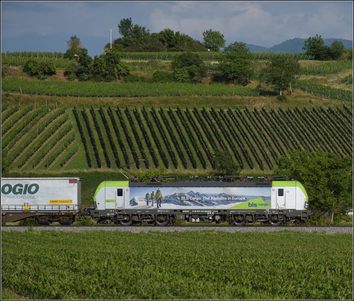 Re 475 023 der BLS bei Buggingen. Juni 2022.