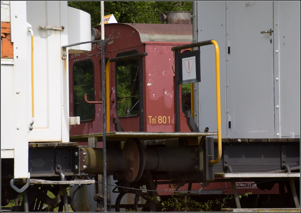 Tm II 801 mit Aufsatz Feuerwehr, leider versteckt, daher nur als Ergänzungsbild zur Tm II-Sammlung des Vereins Etzwilen-Singen. Hemishofen, Juni 2019.