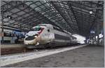 Ein TGV Lyria wartet in Lausanne auf die Abfahrt nach Paris.
