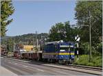 Die MOB Gem 2/2 2503 beim Rangieren von Schotterwagen Fdk in Blonay.