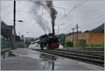 Schlechtwetterfotografie hat auch seinen Reiz, wie diese Bilder der SEG G 2x 2/2 der Blonay Chamby Bahn beim Man�ver in Blonay zeigen.