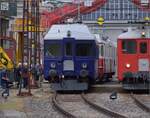 Depotfest Olten 2023. 

Der ABe 526 290 der RM wurde als BCFZe 4/4 4 f�r die S�dostbahn im Jahr 1940 gebaut, wurde verschiedentlich umgebaut und umbenannt. Der Spitzname 'Glaskasten' leitete sich von den seinerzeit ungew�hnlich grossen Fenstern ab. Eine Designverwandtschaft ist zumindest teilweise mit dem Blauen Pfeil der BLS erkennbar. Bis zum Startschuss der Tunnelsanierung 2023 war er als Tunnelkino im Weissensteintunnel unterwegs. August 2023.

