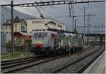 Die von der SBB Cargo gemietet  Re 474 Göttingen  (UIC 91 80 6189 990-5 D-Dispo Class 189-VE) beim Manöver in Sierre.