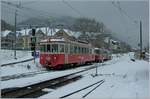 Nachdem der BDeh 2/4 74 und sein Bt die Festtage in Vevey verbrachte steht der Zug, aufgebügelt, wieder in Blonay.