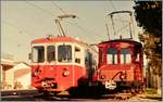 Im Spätsommer 1985 stehen der CEV BDeh 2/4 74 und Te 82 in Blonay.