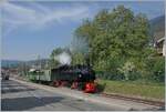 Die SEG G 2x 2/2 105 der Blonay-Chamby Bahn verlässt mit ihrem Zug Blonay in Richtung Chamby.