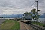 Die MOB Ge 4/4 8001 mit dem MOB Belle Epoque Zug 2214 Montreux - Zweisimmen bei Châtelard VD.