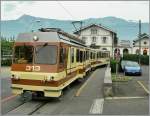 Während den Umbauarbeiten des TPC Bahnhhof in Aigle fuhren die A-L Züge gut hundert Meter entfernt von einem Behelfsbahnsteig aus ab.