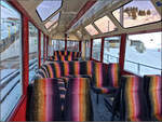 Der Panoramawagen Bst 51 in Sightseeing-Aktion kurz vor dem Col de Bretaye.