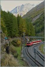 Kreuzungs- und Dienststation  Schwarzer Boden  der MGB zwischen Täsch und Zermatt.