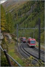 Kreuzungs- und Dienststation  Schwarzer Boden  der MGB zwischen Täsch und Zermatt.