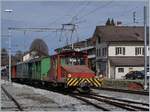 Der GMF (Historic) Te 4/4 N° 14, extra für diesen Anlass nach Palézieux gebracht, manövriert den Blonay-Chamby Zug.