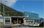 Der Bahnhof Grütschalp, wo auf der Reise von Lauterbrunnen nach Mütten von der Seilbahn (früher Standseilbahn) auf die Züge umgesteigen wird.