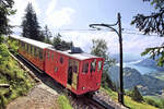 Die ehemalige Wengernalpbahn Lok 56, die Brian auf seiner Photo zeigt, hier als Schynige Platte Bahn 16 im Abstieg von Breitlauenen nach Wilderswil.