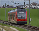 Bierlisi statt Bipperlisi. 

Be 4/8 110 'Merkur' auf dem Weg von Attiswil nach Wiedlisbach muss auch noch vorbeifahren, da fahrplantechnisch bedingt die Doppelspur bei Attiswil zur Kreuzung der Regelzüge verwendet wird. Doch das Bierlisi will auch danach nicht erscheinen. Februar 2026.