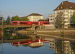 BLS: Seit dem Fahrplanwechsel 2013 verkehren die roten GTW ex BLS, ex RM wieder in Solothurn, jedoch mit SBB-Anschrift.