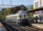 BLS: Sonderzug mit dem  BLAUEN PFEIL  BCFe 4/6 736 beim Passieren des Bahnhofs West in Solothurn am 1.