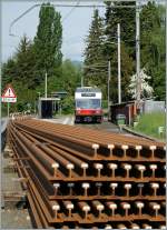 In Ins wartet der asm GTW Be 2/6 5012 auf die Rückfahrt ins 21 Kilometer entfernte Biel.