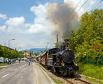 50 Jahre BC - MEGA STEAM FESTIVAL der Museumsbahn Blonay–Chamby:  Die sch�ne ex SBB Br�nigbahn Tal-Dampflok G3/4 208 der Ballenberg Dampfbahn f�hrt am 19.05.2018 mit einem Zug von Blonay nach